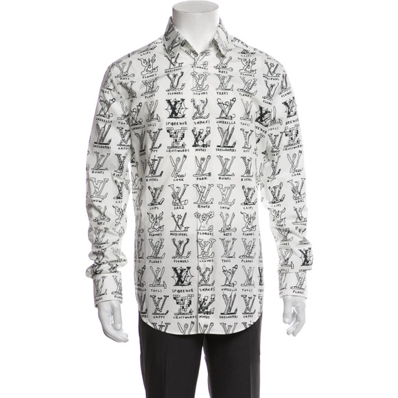 Louis Vuitton Placed Graphic Regular Long Sleeve Monogram Button Up Down Shirt M - Picture 8 of 15